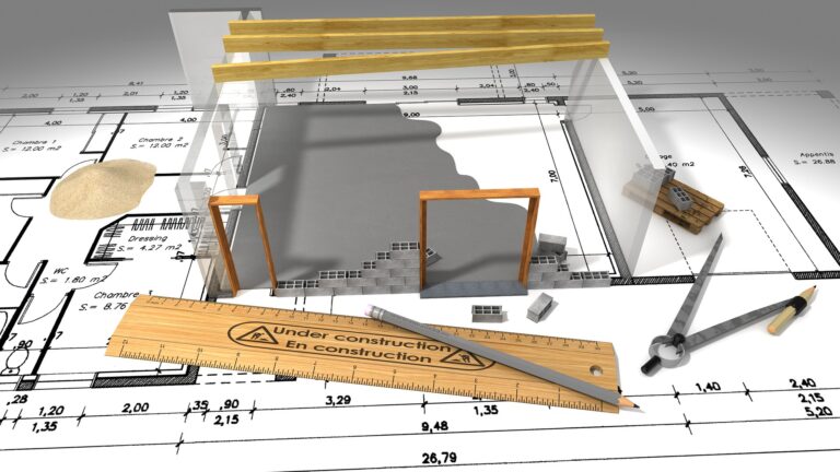 Blueprint and partial building model for Houston commercial construction