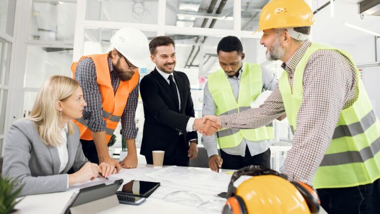 team working together to pre-plan Houston office building construction
