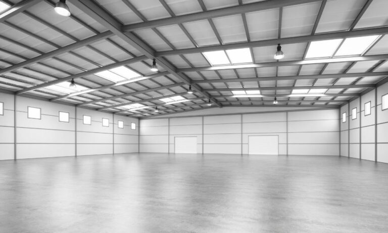 interior of empty warehouse built with Houston industrial construction